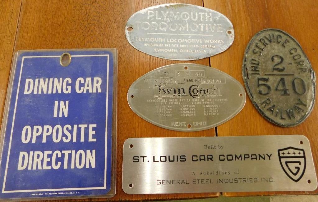 Box Lot of Misc. Train Advertising Plaques - Plymouth Torqomotive - Twin Coach (1 of 8)