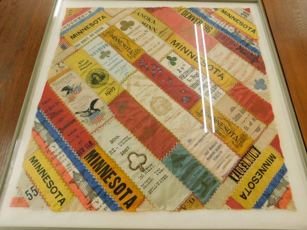Vintage Late 1800s Patchwork Ribbons - Framed - 22.5" x 22.5" (1 of 14)