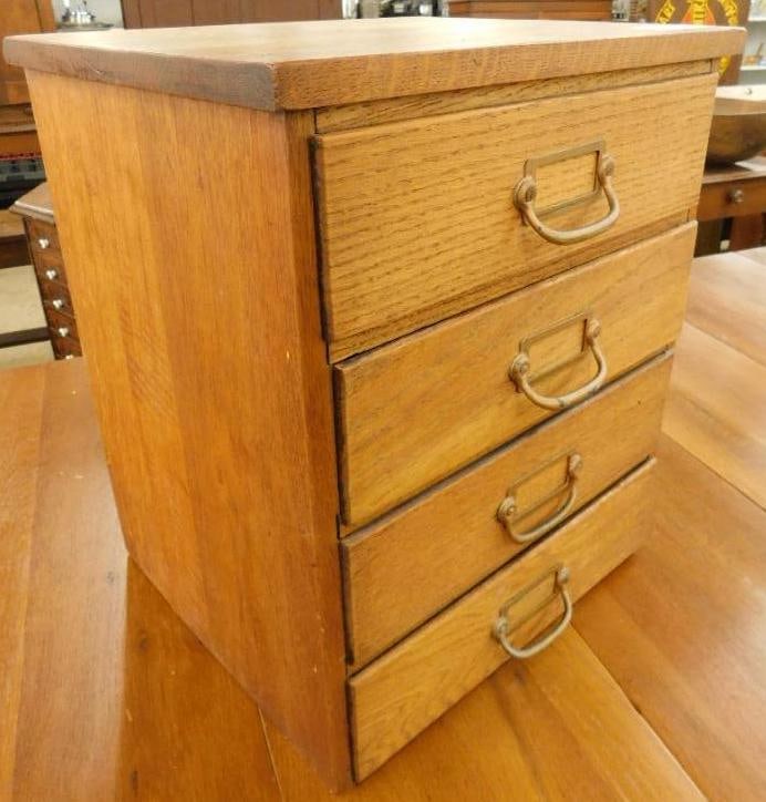 Vintage 4 Drawer Paperwork Filing Cabinet with Slant Open Backs - 18" x 15.5" x 13.5" (1 of 11)
