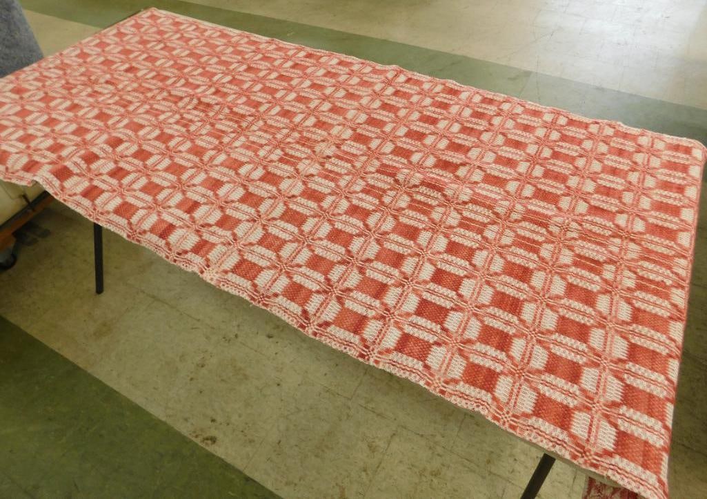 Vintage Single Curtain Made From Coverlet - 75" x 28": See Photos For Condition and Details