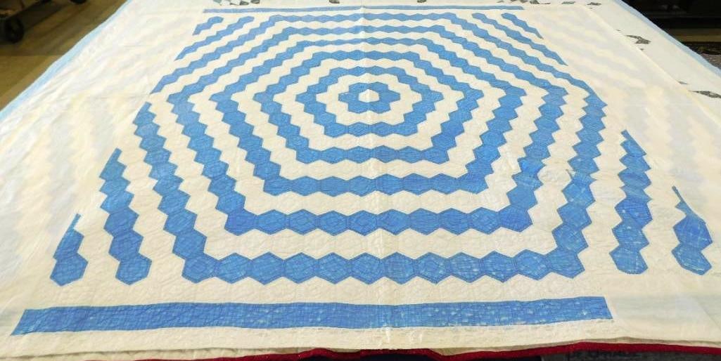 Vintage Hand Sewn Quilt - 79" x 62": Slight Wear - See Photos For Condition and Details