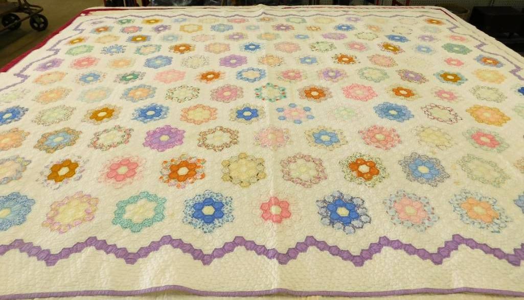 Vintage Machine Sewn Quilt - 92" x 72" (1 of 15)