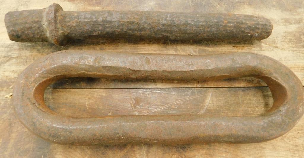 Early Train Car Connectors - Loop and Pin - Loop 13" x 4.5" Pin 13" Long: See Photos For Condition and Details