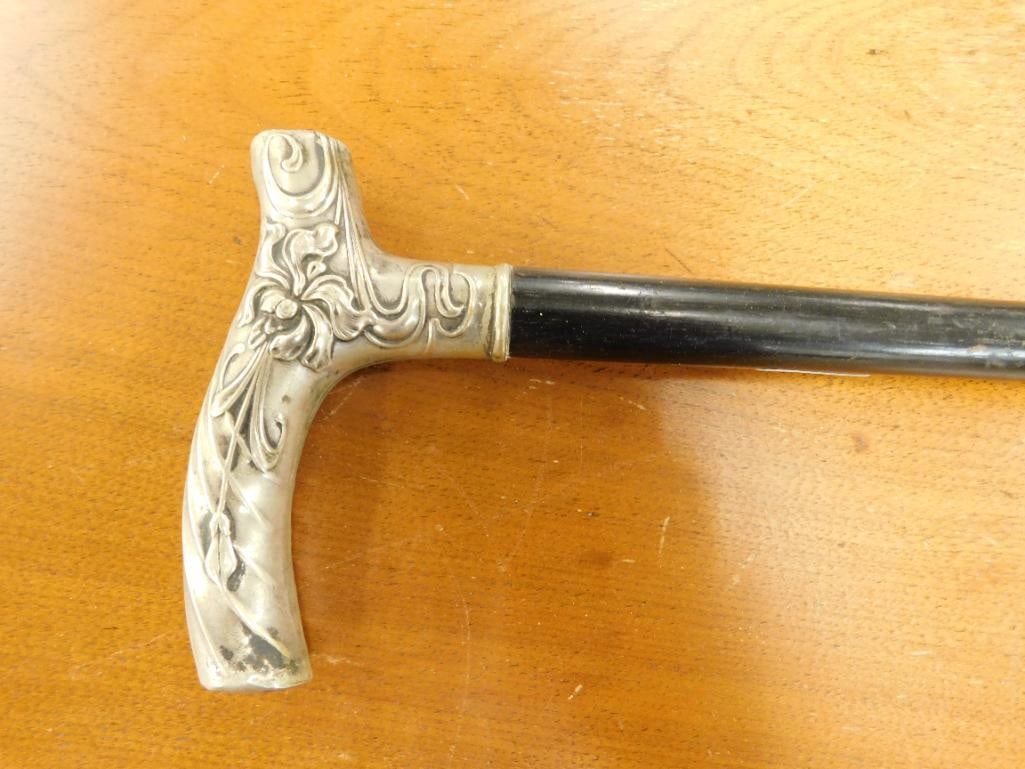 Vintage Sterling Silver Handled Cane - 36" Long (1 of 6)