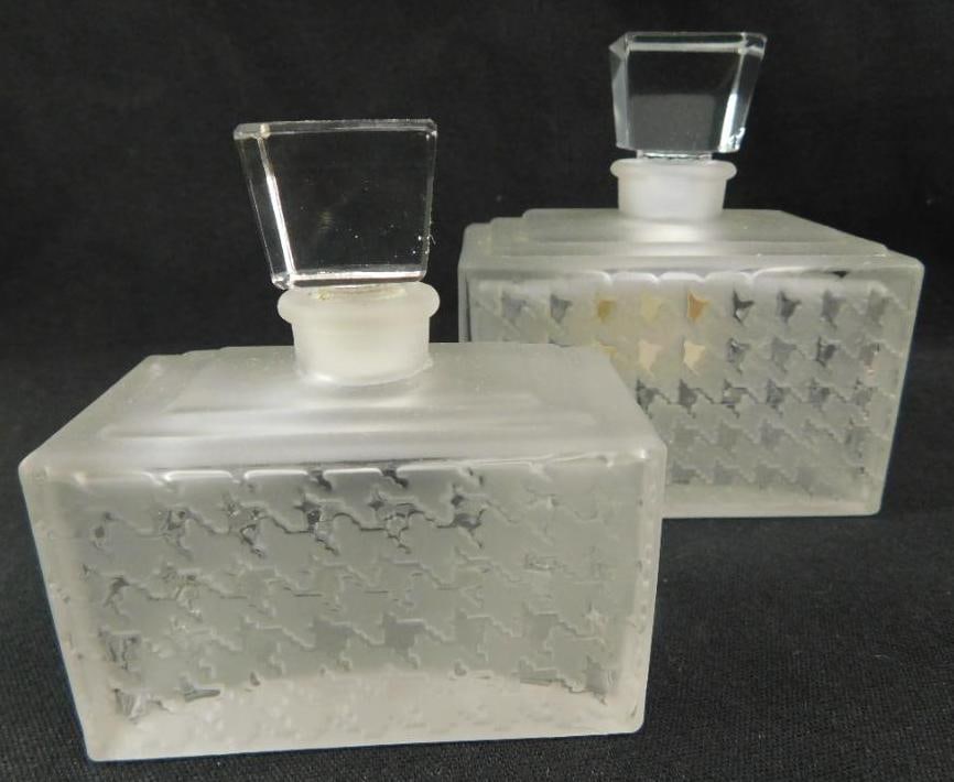 Pair of Christian Dior Frosted Perfume Bottles - 3" and 3.75" Tall (1 of 7)