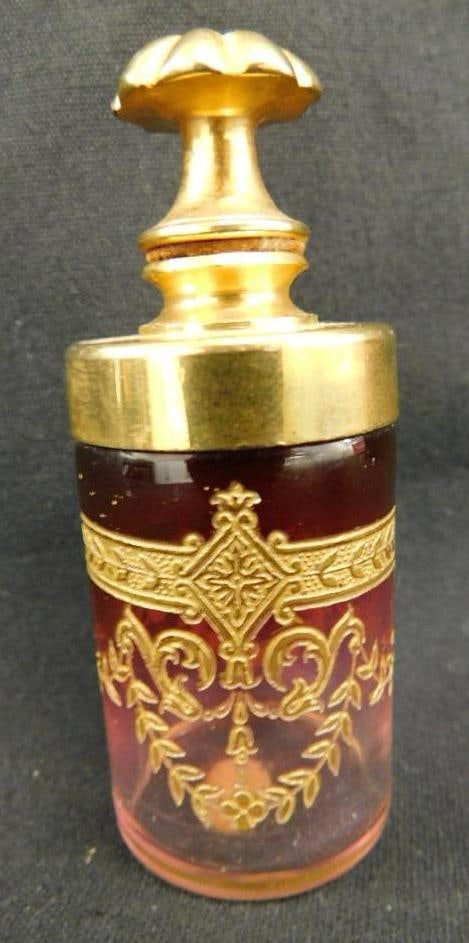 St Louis Glass - France - Perfume Bottle - 3" Tall - Screw In Top (1 of 9)