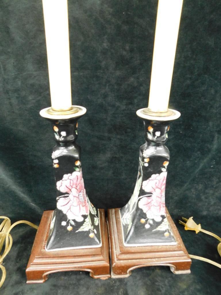 Pair of Asian Pottery Lamps - Each 28" Tall: See Photos For Details and Condition