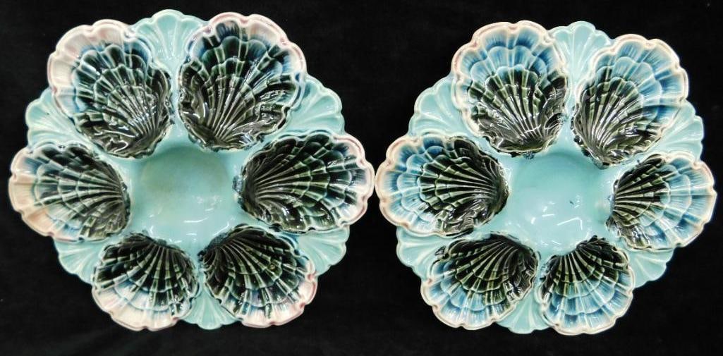 Vintage Longchamp Majolica Oyster Plates - 2 Pieces - Made In France - 8.5" Each - #1 (1 of 16)