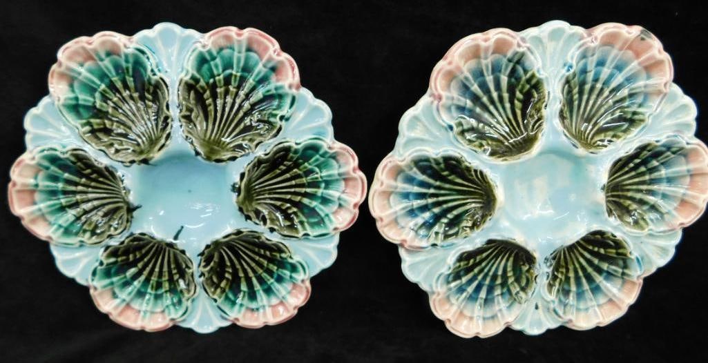 Vintage Longchamp Majolica Oyster Plates - 2 Pieces - Made In France - 8.5" Each - #2 (1 of 14)