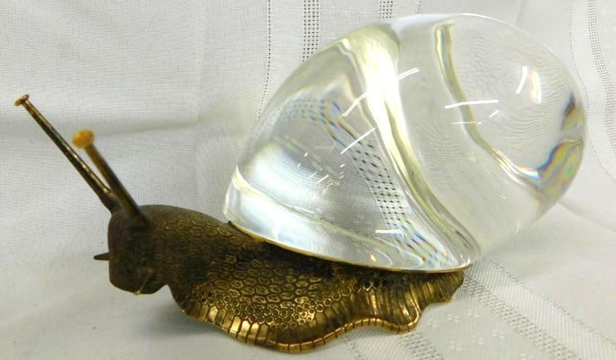 Steuben Glass Snail - Sterling Silver Base - Designed By Paul Schultze - 3.5" x 7" x 3.75" (1 of 14)