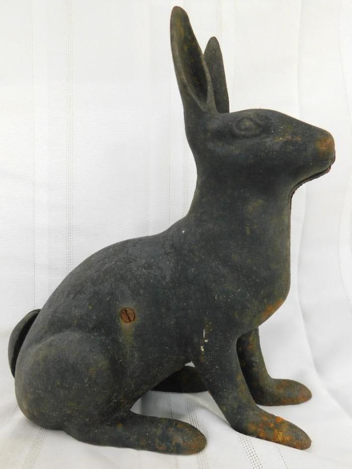 Vintage Cast Iron Rabbit / Bunny Door Stop - 11.5" x 10.5" x 5" - Heavy (1 of 10)