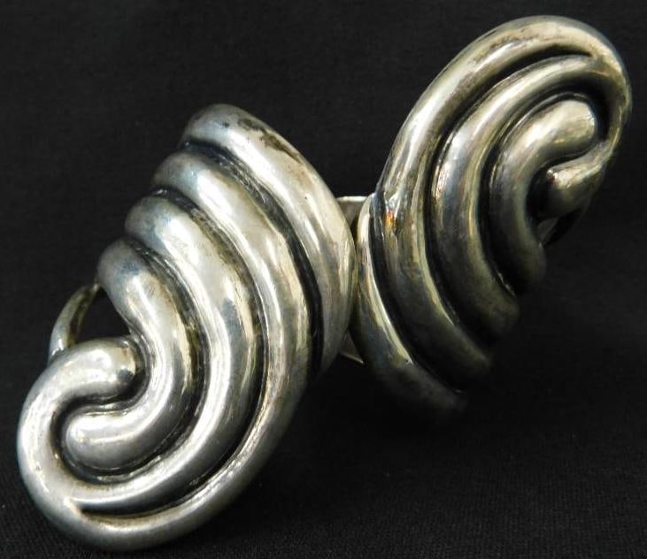 Sterling Silver - Hinged Cuff Bracelet - Oversized - 64 Grams - #2 - Taxco Mexico (1 of 7)