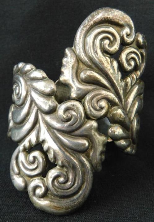 Sterling Silver - Hinged Cuff Bracelet - Oversized - 70 Grams - Malesia (1 of 7)