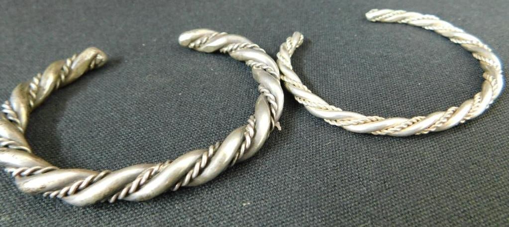 Sterling Silver - Pair of Cuff Bracelet - 42 Grams (1 of 6)