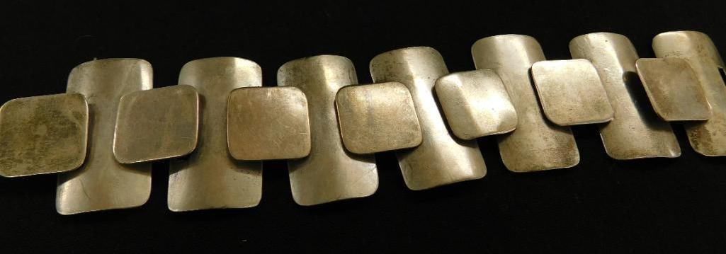 Sterling Silver - Wide Panel Bracelet - 69 Grams (1 of 8)