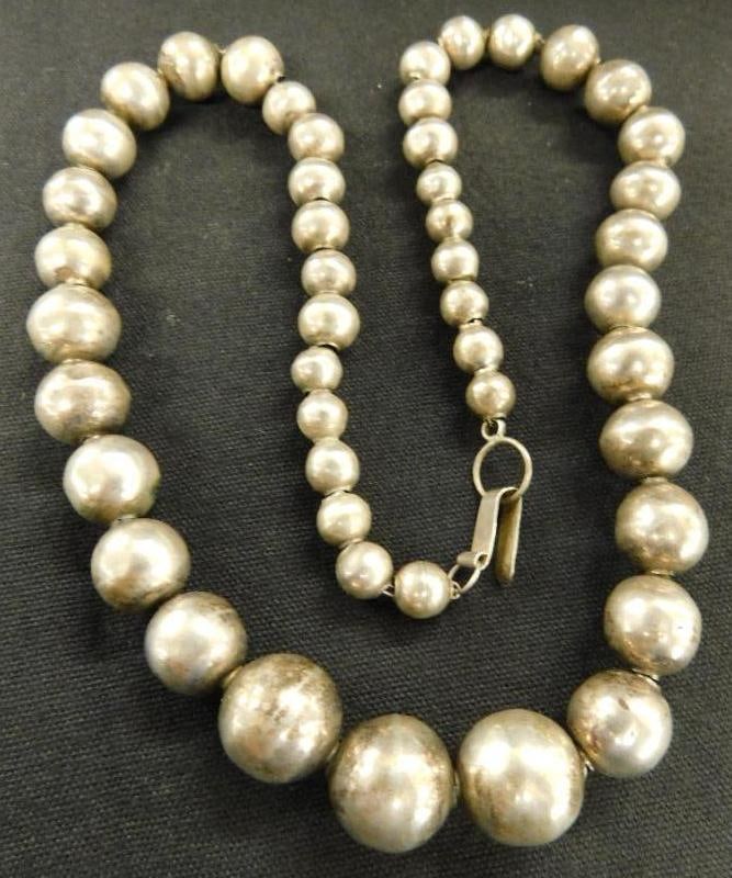Sterling Silver - Ball Necklace - 18" - 21 Grams: See Photos For Details and Condition