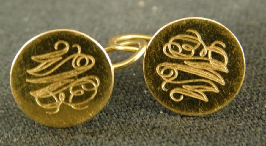 14K Yellow Gold - Monogram Screwback Earrings - 1.0 Grams: See Photos For Details and Condition