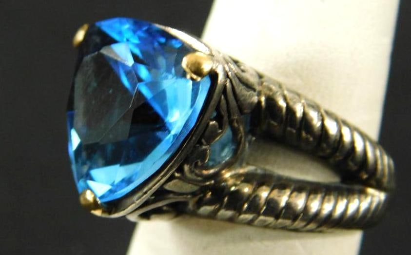 Sterling Silver and 18K Gold Ring - Blue Topaz - Size 7 - 10 Grams TW (1 of 9)