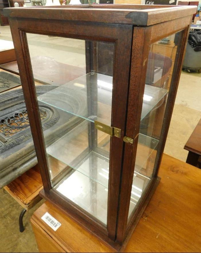 2 Shelf Wood and Glass Countertop Showcase - Mahogany - 24" x 12" x 12" (1 of 8)