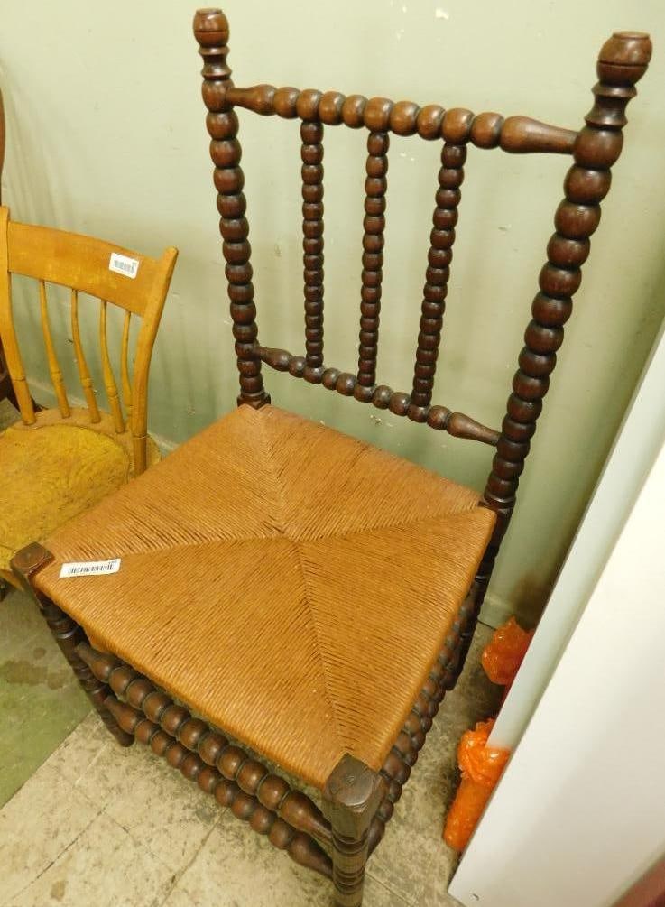 Spool Chair with Rush Seat - 39" Tall: See Photos For Details and Condition