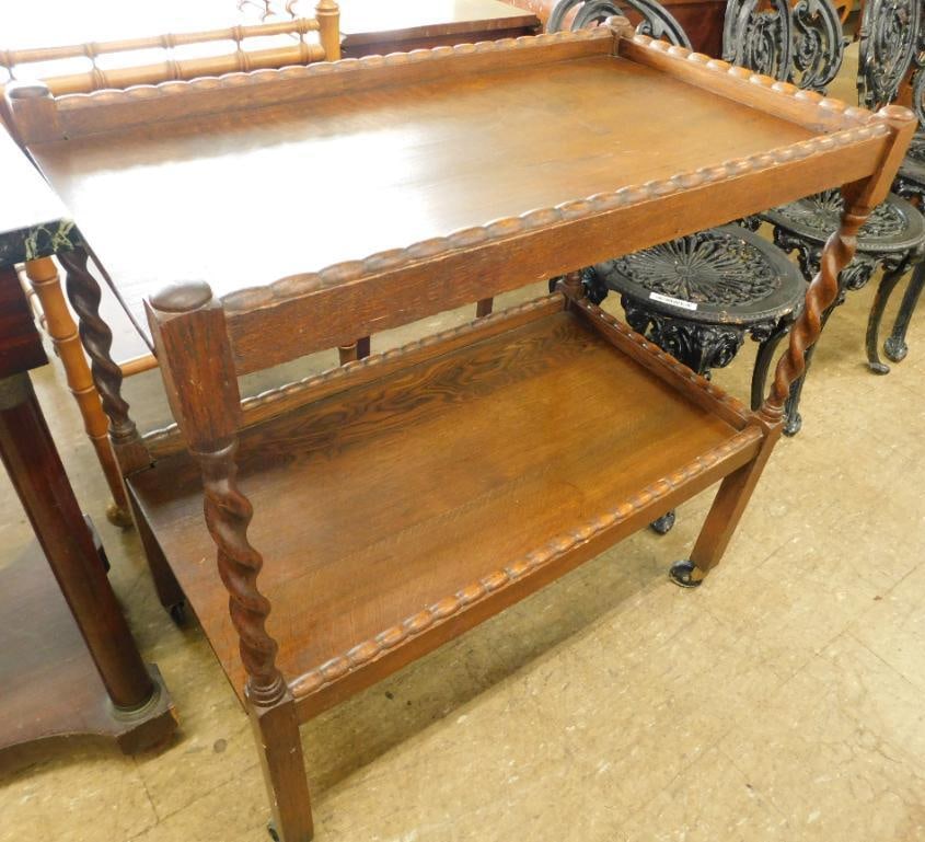 Barley Twist Tea Cart - Oak - 28" x 16" x 28" (1 of 8)