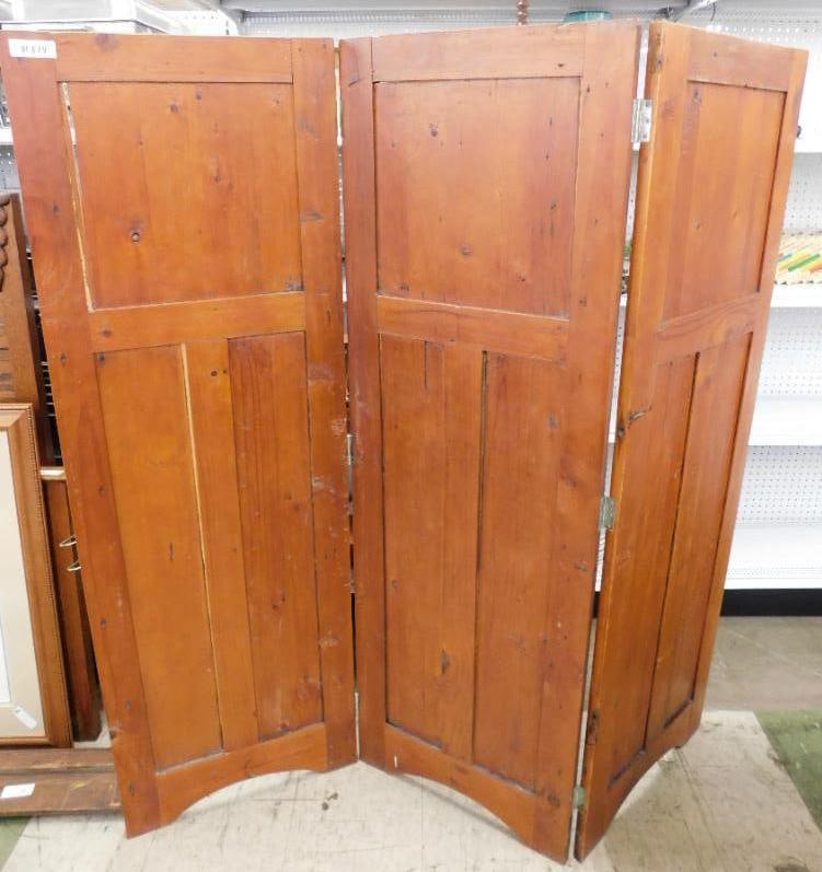 3 Panel Wood Screen - Crack In One Panel - 66.5" x 66" (1 of 8)