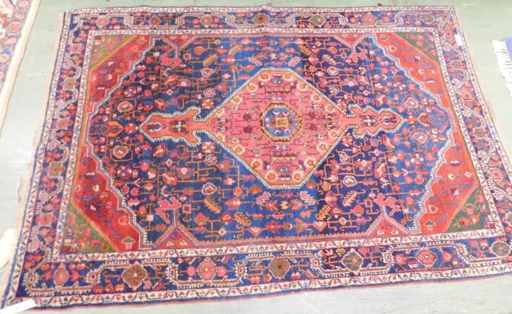 Area Rug - Navy Maroon Beige and Green - 79" x 53" (1 of 9)