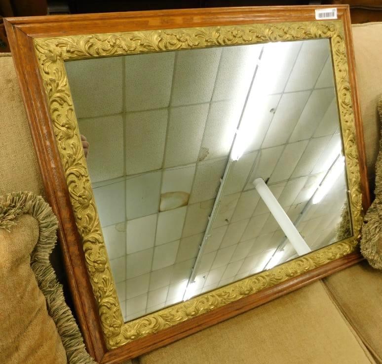 Wall Hung Mirror with Gilded Carved Frame - 26.5" x 30" (1 of 5)