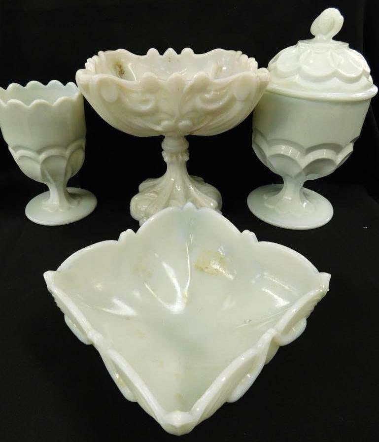 Vintage Milk Glass - Covered Candy - Bowl - Goblet - Compote (1 of 11)