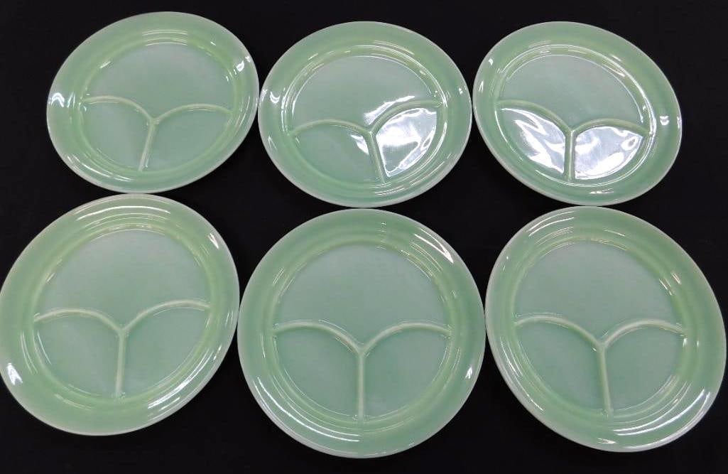 Fire King Jadeite Restaurant Ware - 6-9.5" Divided Dinner Plates - #6 (1 of 7)