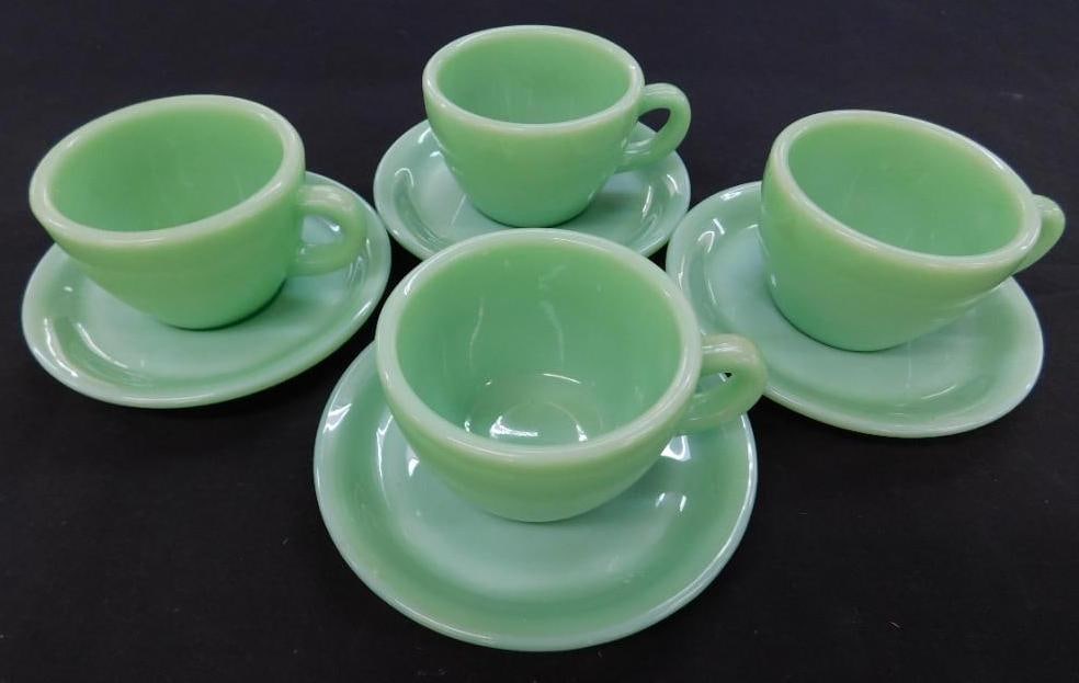 Fire King Jadeite Restaurant Ware - 4 Coffee Cups and Saucers - #3 (1 of 8)
