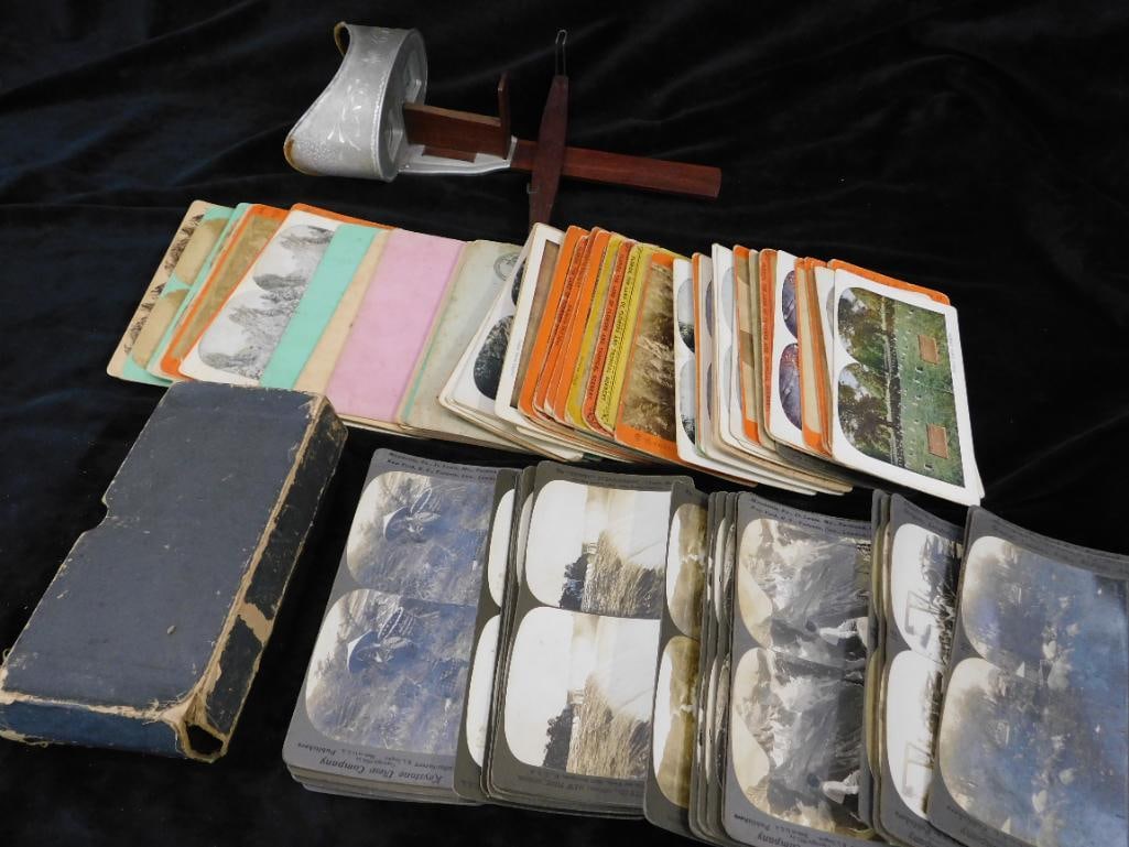 Vintage Underwood and Underwood Stereoscope with a Big Number of Cards: See Photos For Condition and Details
