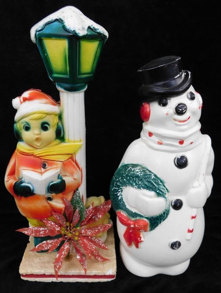 1966 Empire Plastic Blow Mold Snowman - 13" x 6" x 9" - 1966 Lidco Co Blow Mold Caroler (1 of 12)