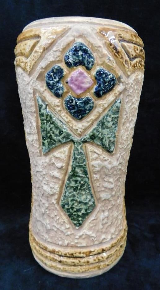 1916 Roseville Pottery Vase - Mostique Tan Pattern - 8" x 4": See Photos For Condition and Details