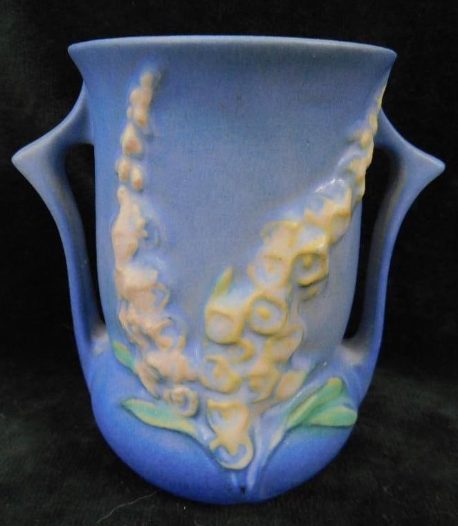 Roseville Pottery Vase - Foxglove - Double Handled - #42-4 - 4.25" x 4.25" x 3.25" (1 of 8)