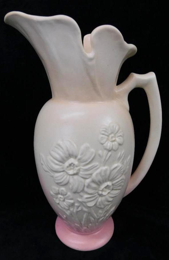 Unmarked Hull Pottery Ewer - Floral Pattern - Granada - 10.75 x 6.5" x 5" (1 of 7)