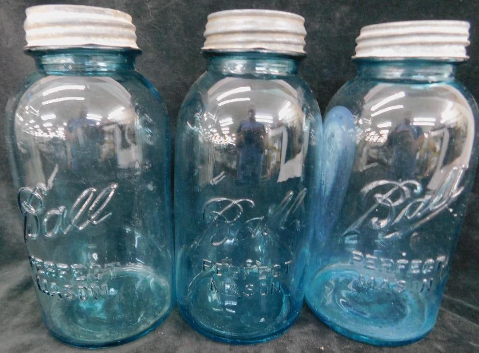 3 Blue Ball "Perfect Mason" Canning Jars with Lids - 9.5" Tall - #1 - #4 - #8 (1 of 12)