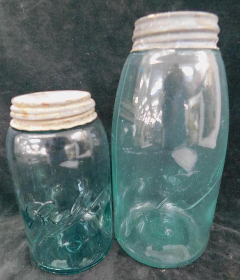 2 Blue Ball Canning Jars with Lids - No Other Words - #3 - 1 Unmarked On The Bottom (1 of 9)