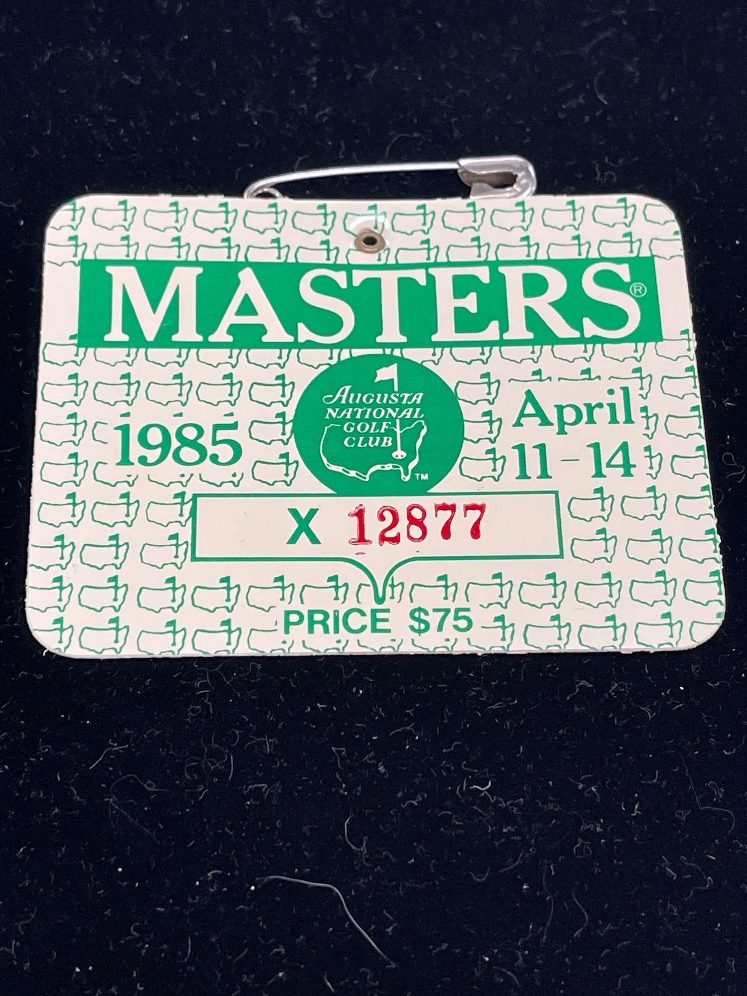 1985 Masters badge: 1985 Masters badge