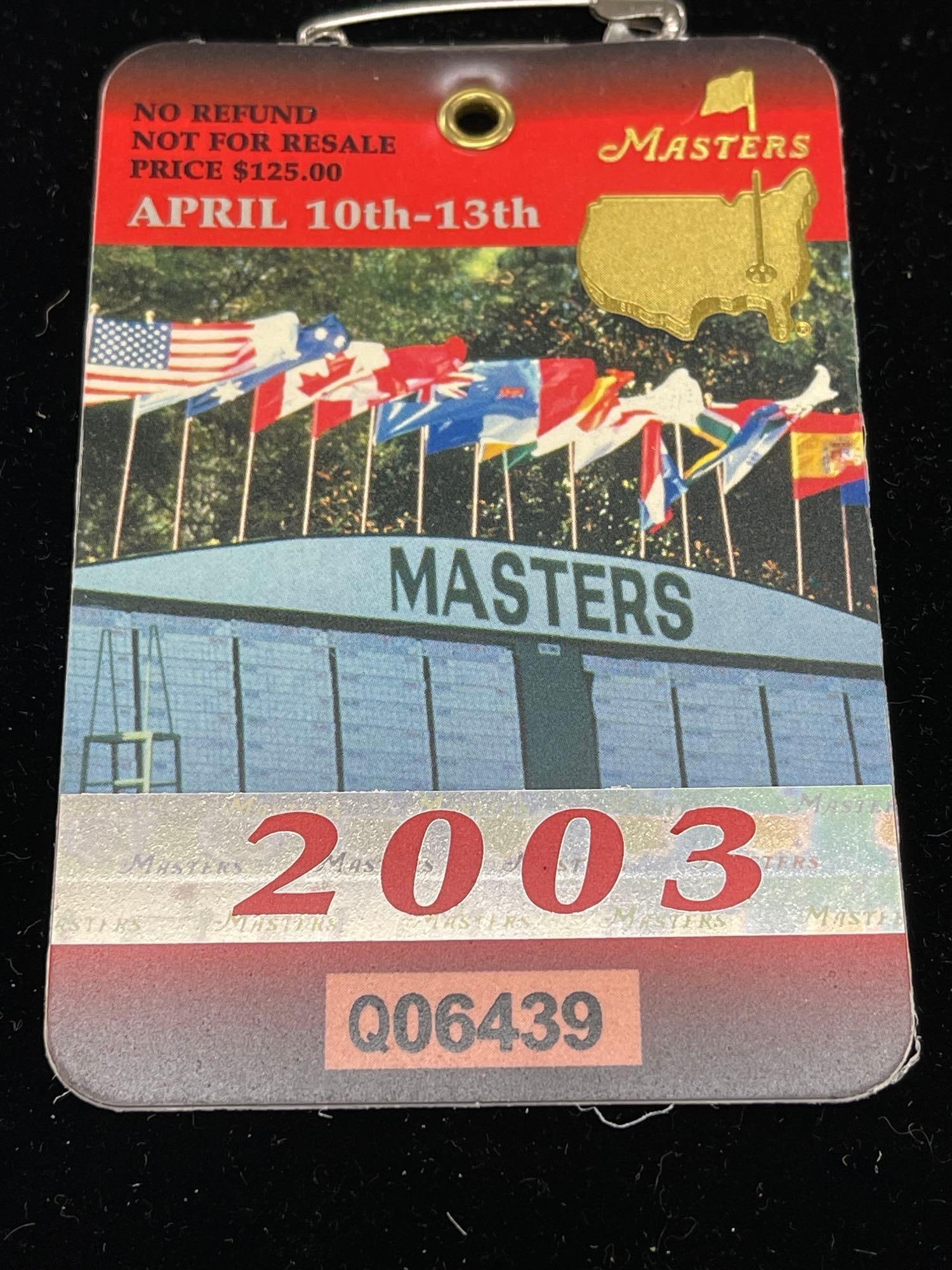 2003 masters badge: 2003 masters badge