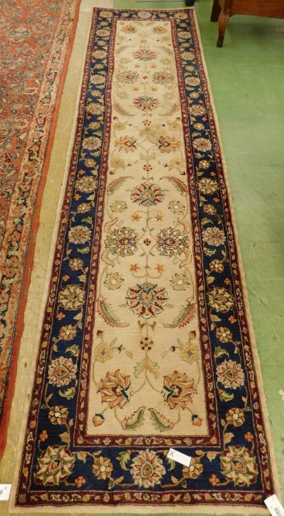 Runner - Navy-Maroon-Beige-Green - 120" x 31": See Photos For Condition and Details