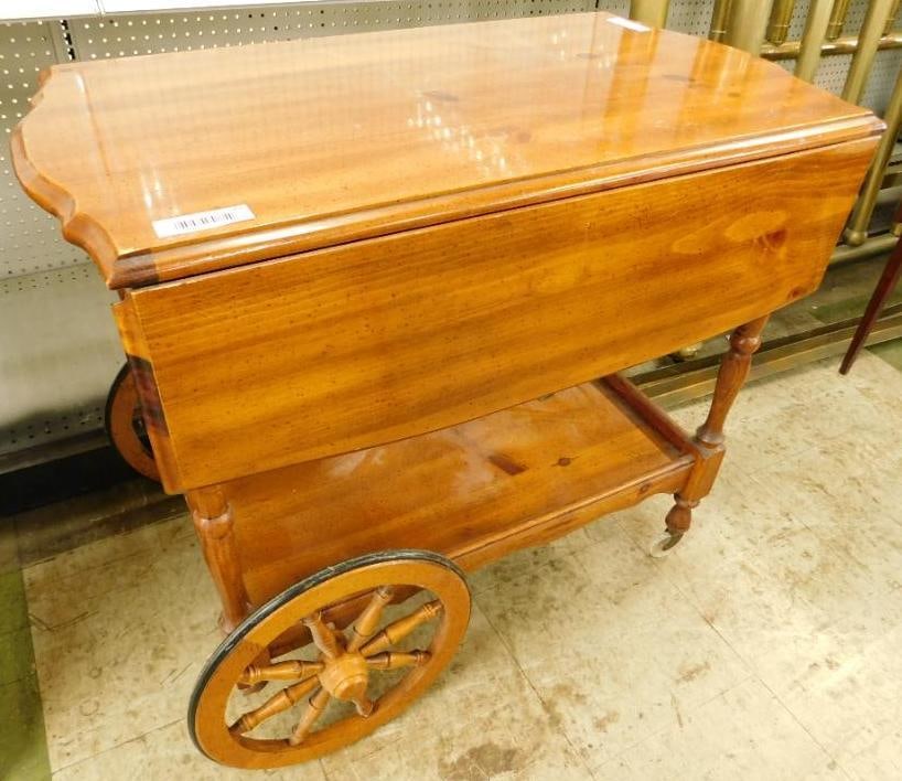 Ro0lling Drop Side Tea Cart with 1 Drawer - 29" x 34" x 35" Open (1 of 8)
