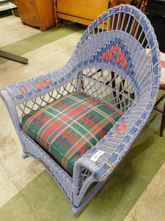 Old Wicker Rocker -36" x 30" x 28": See Photos For Condition and Details