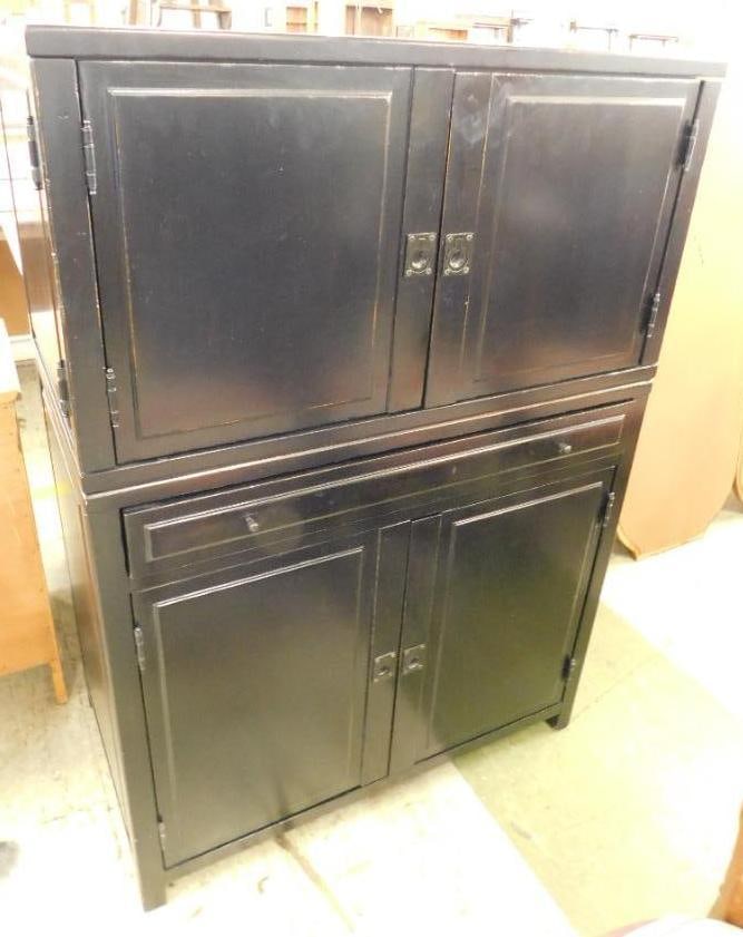 Black Lacquered Modern Bar - 49" x 34" x 19": See Photos For Condition and Details