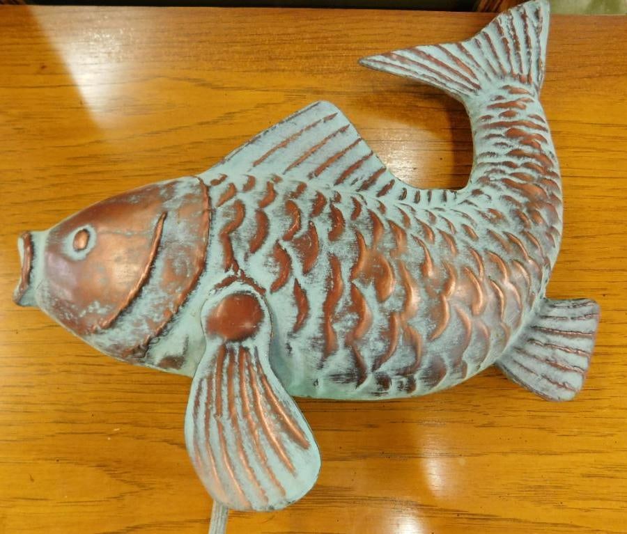 Copper Artistic Koi Fish Garden Art - 21" x 15" (1 of 9)
