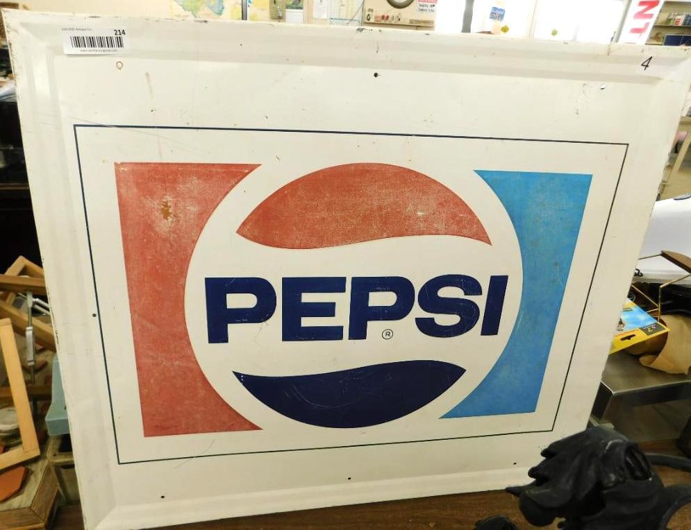 Metal Pepsi Sign - 1983 - 27" x 30": See Photos For Condition and Details