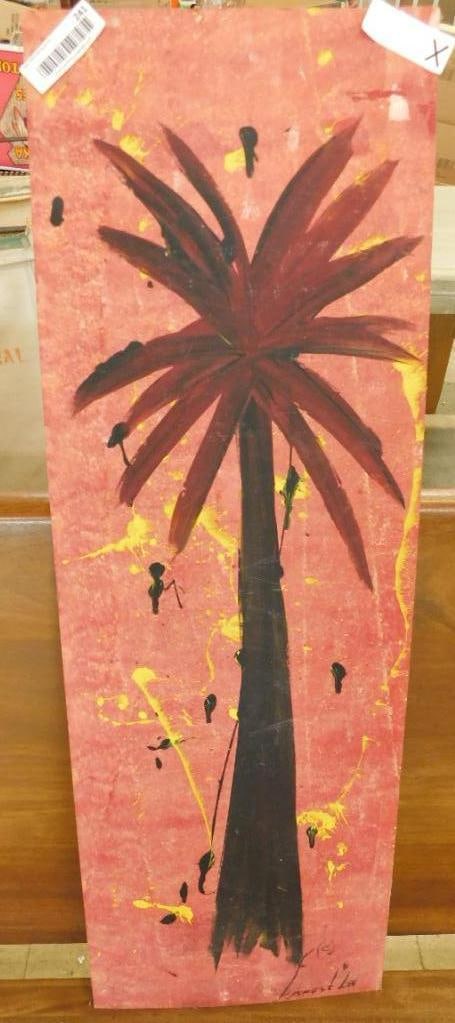 Southern Folk Art - Signed Ernest "Chicken Man" Lee - On Plywood - 36" x 12": See Photos For Condition and Details