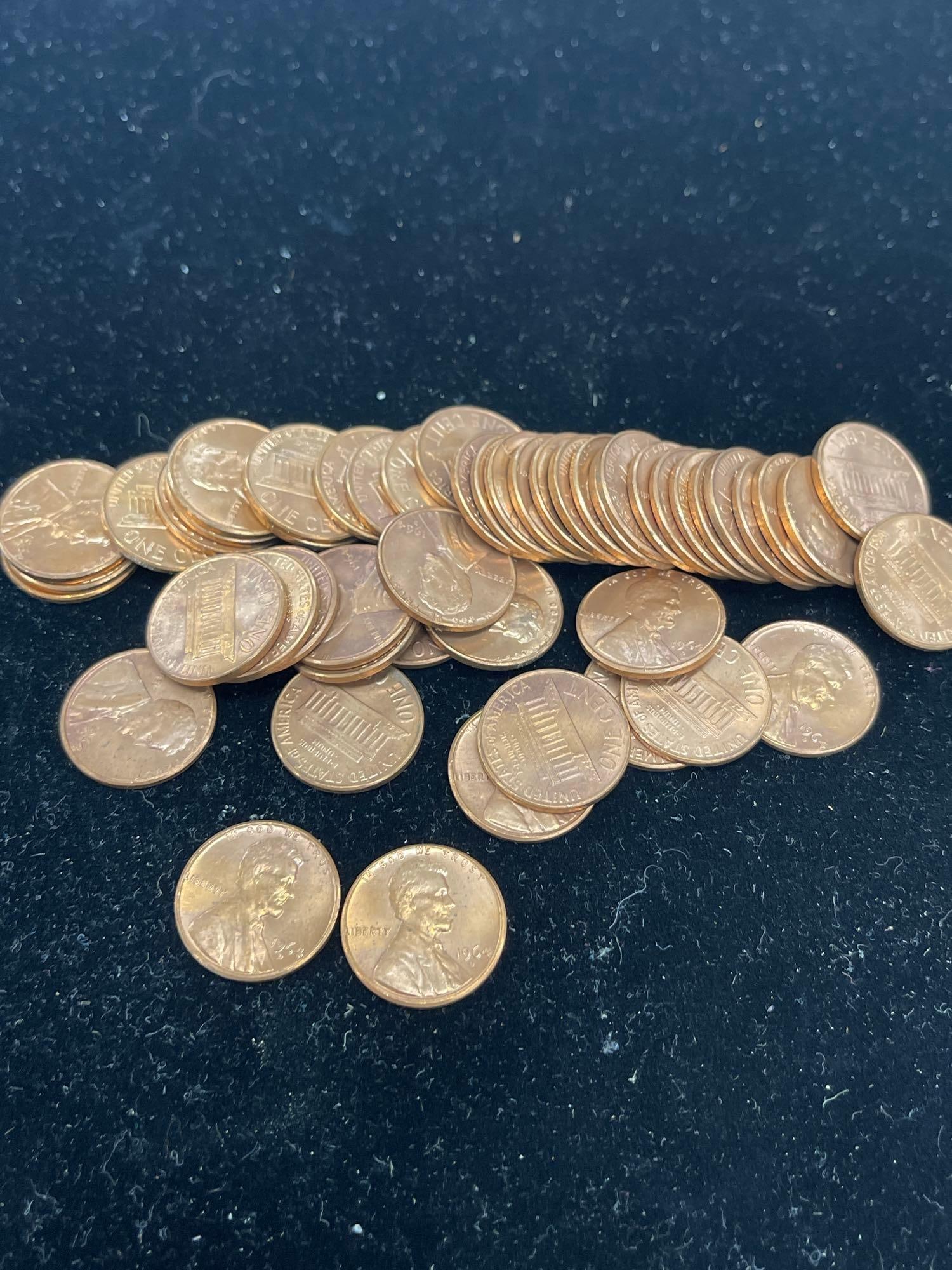 lot of 50 1964-D Lincoln pennies BU (1 of 2)