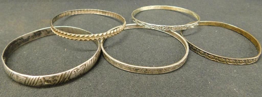 Sterling Silver - 5 Bangle Bracelets - 48 Grams (1 of 8)