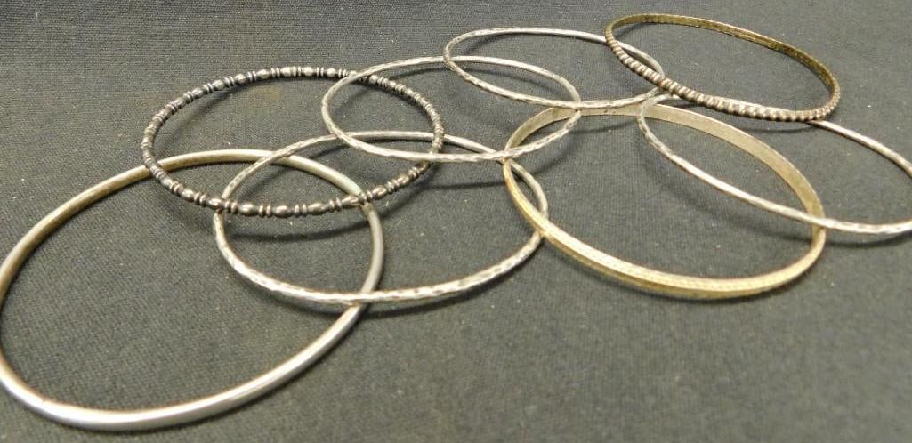 Sterling Silver - 7 Bangle Bracelets - 62 Grams (1 of 11)